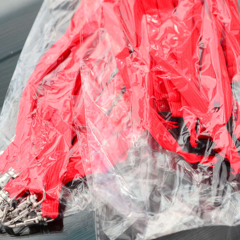 Punainen Classic 10mm kaulanauha turvalukolla ja papukaijaklipsillä