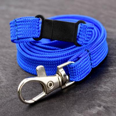 Sininen Classic 10mm kaulanauha turvalukolla ja papukaijaklipsillä